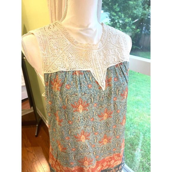 Maeve Anthropologie Women's Top Sz S Boho Floral Sleeveless Top Dainty Crochet - Picture 2 of 12